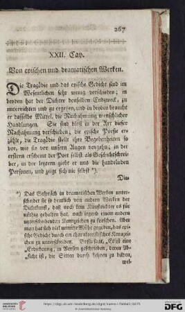 XXII. Cap.: Von epischen und dramatischen Werken