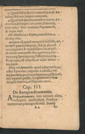 Cap. III. De Antepraedicamentis.