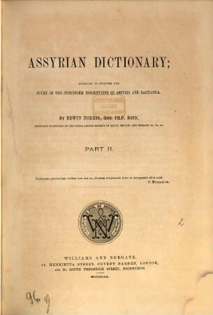 Assyrian Dictionary; Intended to further the Study of the Cuneiform Inscriptions of Assyria and Babylonia. II