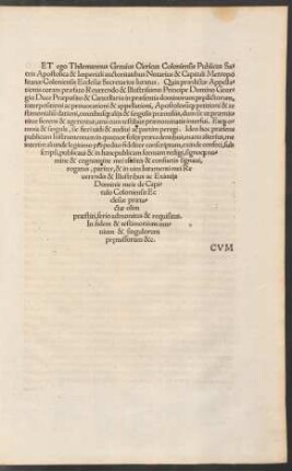 Et ego Thilemannus Gravius Clericus Coloniensis ...
