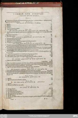 I. Index Sive Synopsis Totius Huius Operis.
