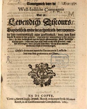 Voortganck van de West-Indische Compagnie