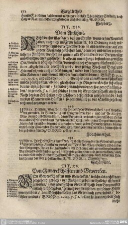 TIT. XIV. Von Gewerckschafften und Gewercken.