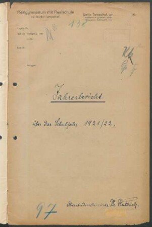 1921/22: Jahresbericht ... - 1921/22