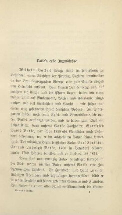 Vatke's erste Jugendjahre