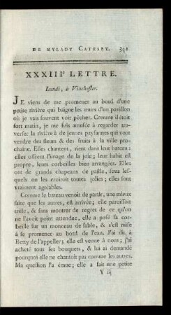 XXXIIIe Lettre. Lundi, à Vinchester.
