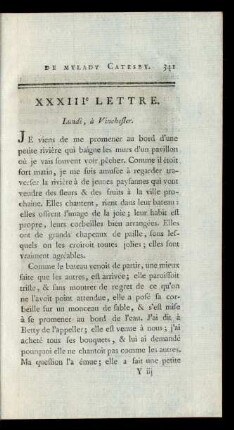 XXXIIIe Lettre. Lundi, à Vinchester.