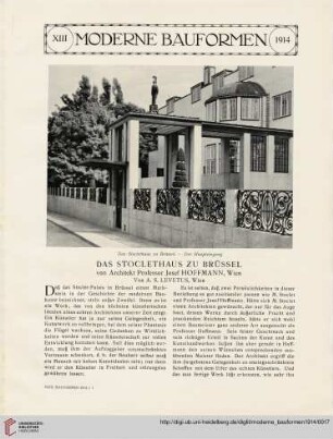 Das Stoclethaus zu Brüssel : von Architekt Professor Josef Hoffmann, Wien