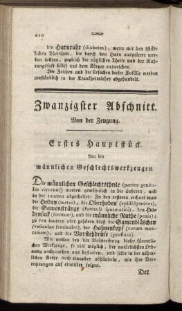 Zwanzigster Abschnitt. Von der Zeugung.
