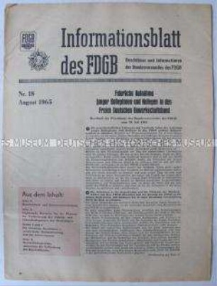 Informationsblatt des FDGB zur Aufnahme neuer Mitglieder