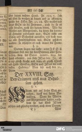 Der XXVIII. Satz: Bey Traeumen muß man Behutsam gehen