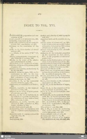 Index to Vol. XVI