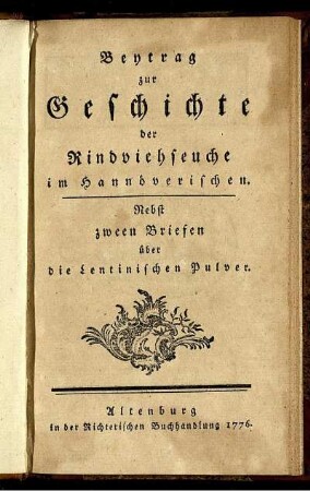 Beytrag zur Geschichte der Rindviehseuche im Hannöverischen