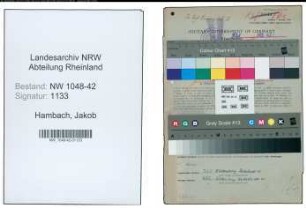 Entnazifizierung Jakob Hambach , geb. 20.04.1904 (Schlosser)