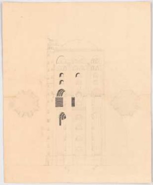 Wasserturm Am Waisenhaus, Hamburg: Aufriss 1:100, 2 Grundrisse 1:200
