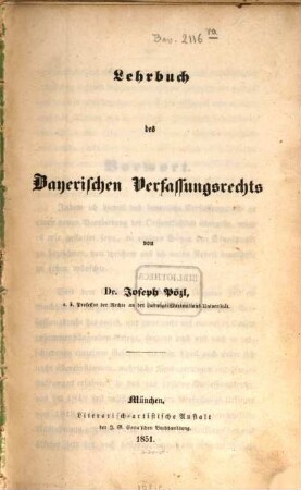 Lehrbuch des bayerischen Verfassungsrechts