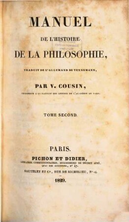 Manuel de l'histoire de la philosophie, 2
