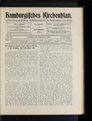 Nr. 39. Hamburg, 26. September 1915. 12. Jahrgang.