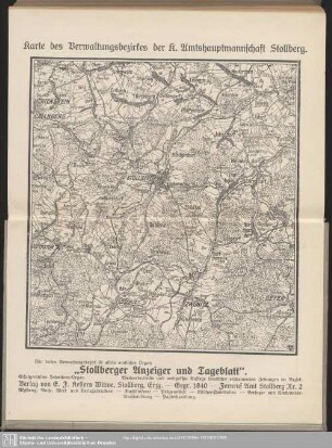 Karte des Verwaltungsbezirkes der K. Amtshauptmannschaft Stollberg