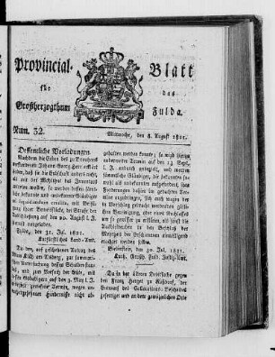 Num. 32, Ausgabe vom 8. August 1821
