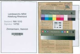 Entnazifizierung Heinrich Zimmermann , geb. 02.02.1893 (Staedt.Angestellter)