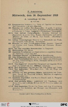 II. Auktionstag (Nr. 419-900)