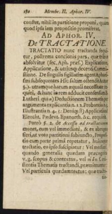 Ad Aphor. IV. De Tractatione.