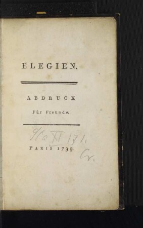 Elegien : Abdruck für Freunde