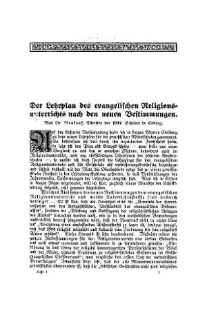 Der Lehrplan des evangelischen Religionsunterrichts nach den neuen Bestimmungen