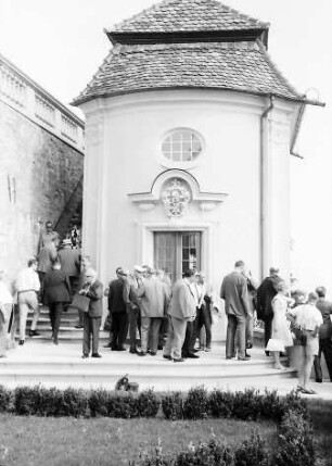 Meersburg: Teehaus unterhalb des Schlosses mit Journalisten