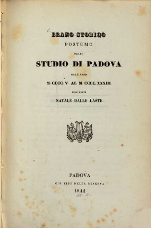 Brano storico postumo dello studio di Padova 1405 - 1433