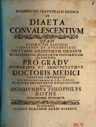 Diss. inaug. med. de diaeta convalescentium