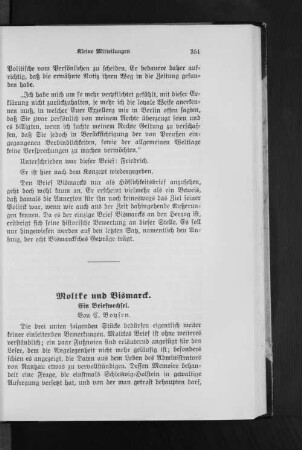 Moltke und Bismarck. Ein Briefwechsel.