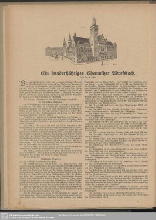 Ein hundertjähriges Chemnitzer Adreßbuch