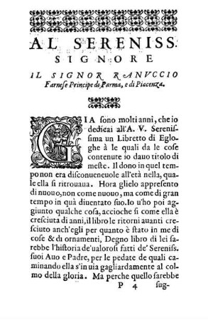 Al Sereniss. Signore Il Signor Ranvccio Farnese Principe di Parma, e di Piacenza.