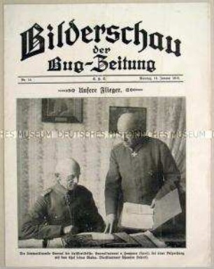 Illustrierte Beilage der "Bug-Zeitung" mit Abbildungen zum Kriegsgeschehen