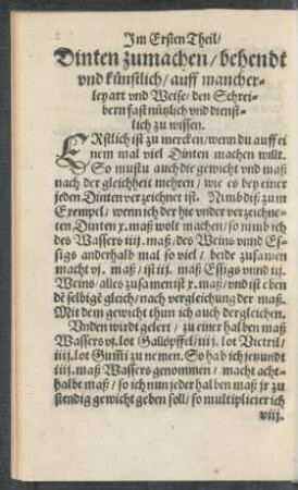 Im Ersten Theil/ Dinten zumachen ...