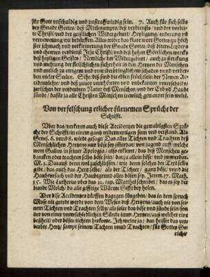 Von verfelschung etlicher fürnemen Sprüche der Schrifft.
