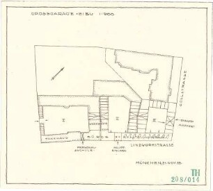 Fischer, Theodor; München, Lindwurmstr.; Garage, Tankstelle und Fahrschule Eibl - Lageplan