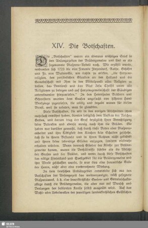 XIV. Die Botschaften