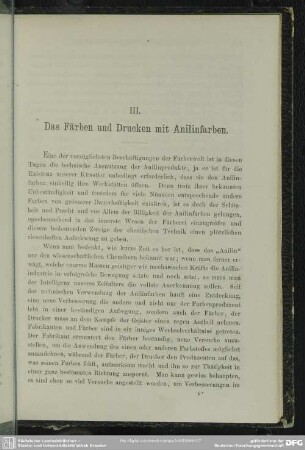 III. Das Färben und Drucken mit Anilinfarben