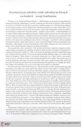 Inwentaryzacja zabytków sztuki sakralnej na kresach wschodnich - uwagi kombatanta