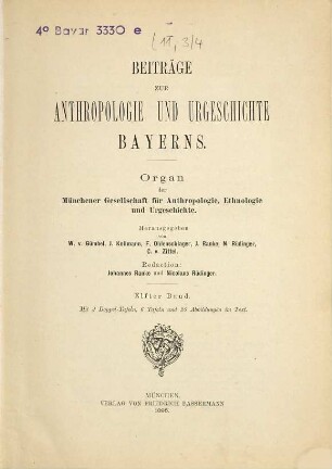 Beiträge zur Anthropologie und Urgeschichte Bayerns : Organ der Münchener Gesellschaft für Anthropologie, Ethnologie und Urgeschichte. 11. 1894