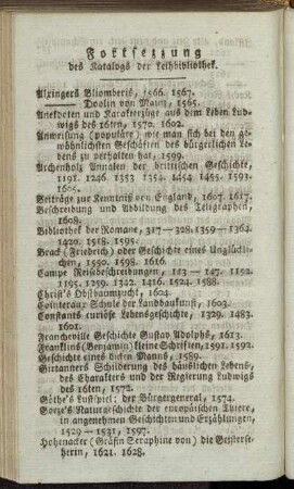 Fortsetzung des Katalogs der Leihbibliothek.
