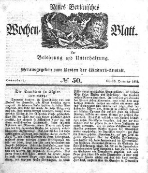 No. 50, Sonnabend, den 10.Dezember 1836