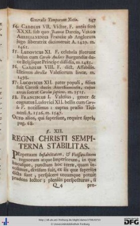 § XII. Regni Christi Sempiterna Stabilitas.