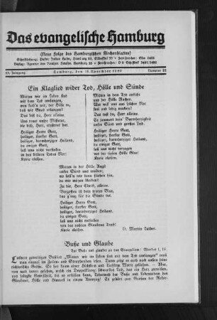 Ein Klagelied wider Lob, Hölle und Sünde