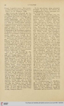 Literatur / Personalien / Sammlungen / Institute / Ausstellungen / Öffentliche Kunstpflege / Denkmalpflege / Vereine / Wettbewerbe / Verschiedenes