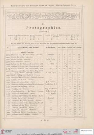 VI. Photographien (Nr. 3419 - 3751)