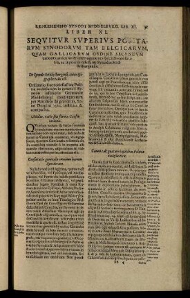 Liber XI. / Sequitur Superius Politarum Synodorum Tam Belgicarum, Quam Gallicarum Ordine Secundum ...